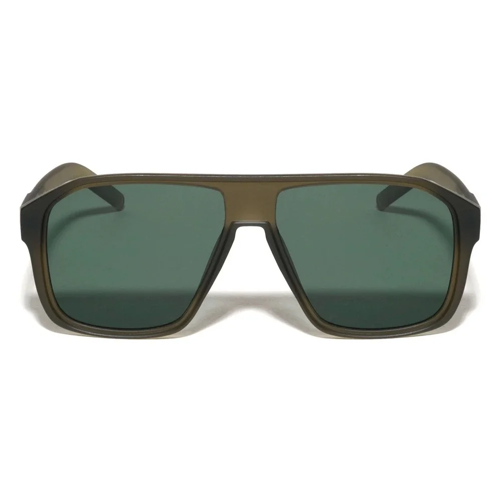 Mens Olive Green Flat Top Navigator Sunglasses Oversized Matte Square Shades New